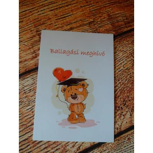 Ballagási meghívó - maci, szív lufi